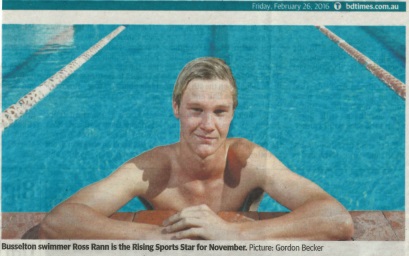 November Rising Star Award for swimmer