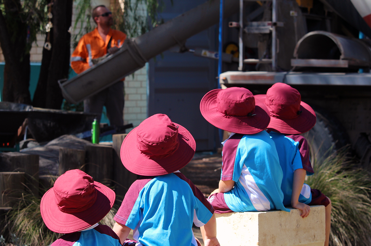 There’s a cement truck in the Kindy playground…